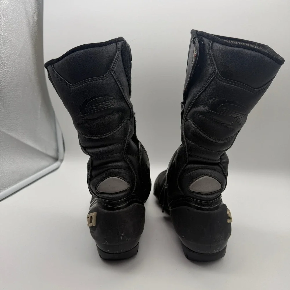 Sidi Motorcycle Boots Mens 8.5 Black Leather Racing Sport Bike Touring